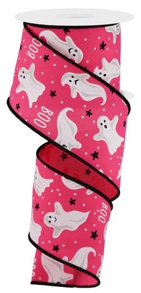 RGE181611 2.5" x 10yd Ghosts/Boo Hot Pink/White/Black