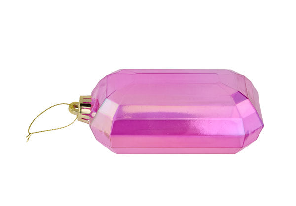 XJ5525HF 7"L x 4"W Iridescent Rectangle Gem Orn Iridescent Fuchsia