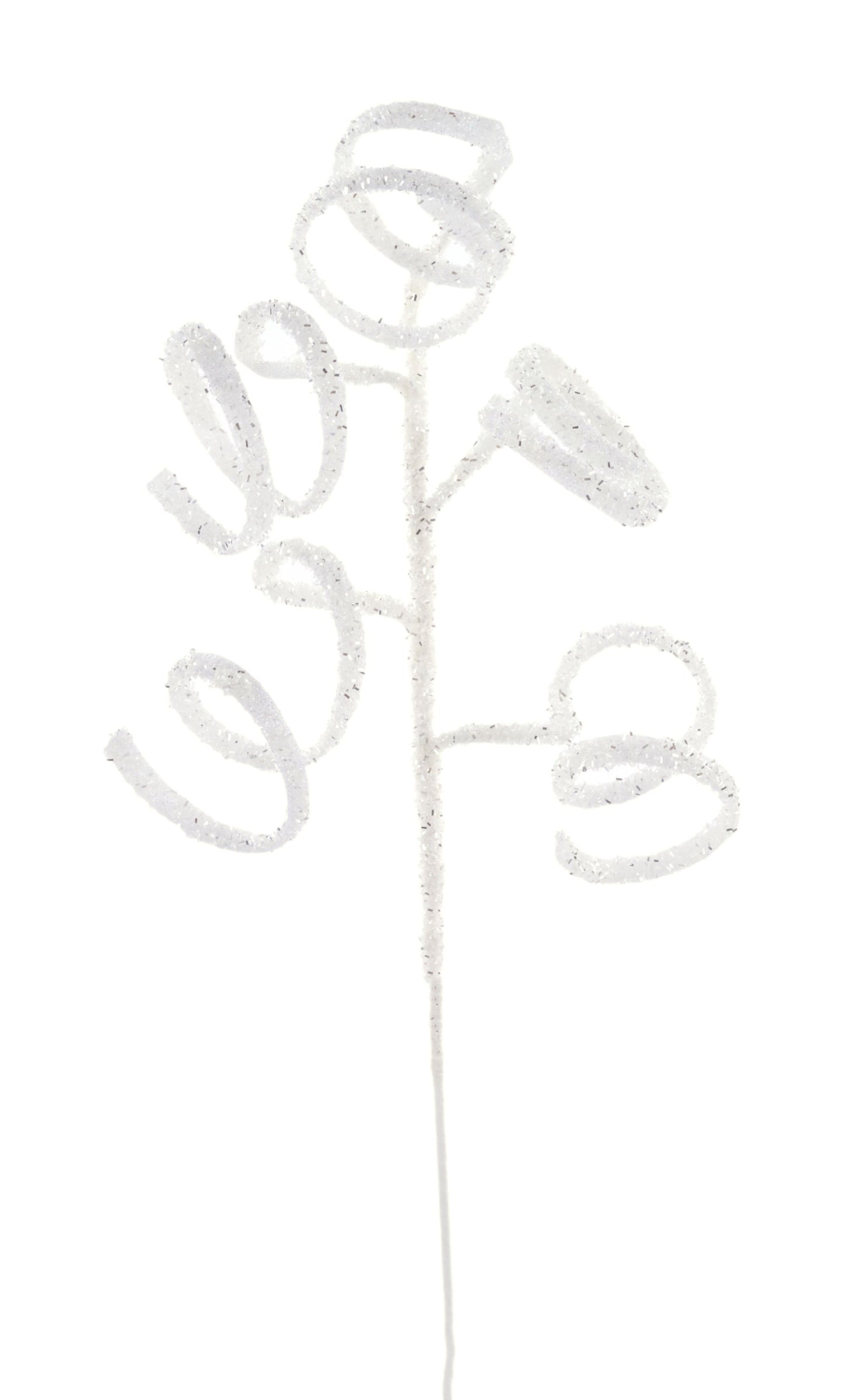 MN038027 28" Curly Hanging Spray – White/Silver – Floral Pick