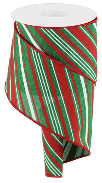 RGC158606 4" x 10yd Peppermint Stripes/Royal Emerald/Red/White
