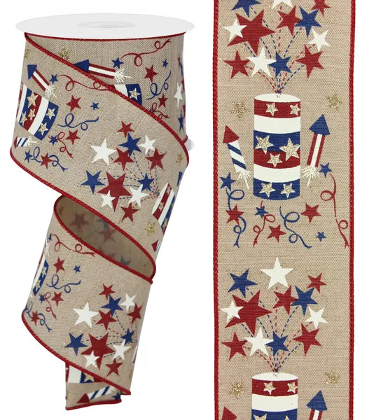 RGE1651K9   2.5"X10YD       Firecracker And Stars/Faux RYL     Tan/Red/Royal/Gold/Wht