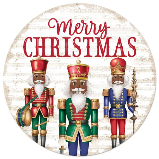 MD1667C8  12"Dia Merry Christmas Nutcracker Sign