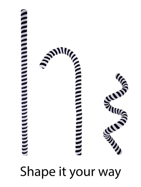 XP384497  47"L Velvet/Foam Peppermint Stick, Wired Black/White
