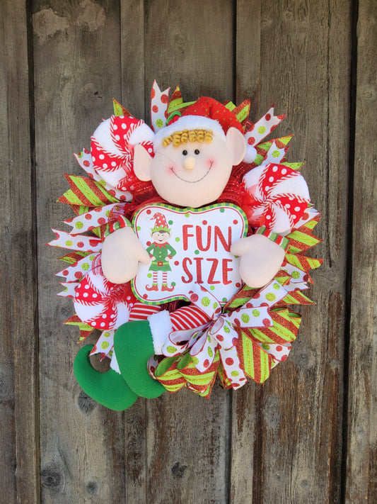 Fun Size Christmas Elf Wreath – Whimsical Candy Christmas Front Door Wreath