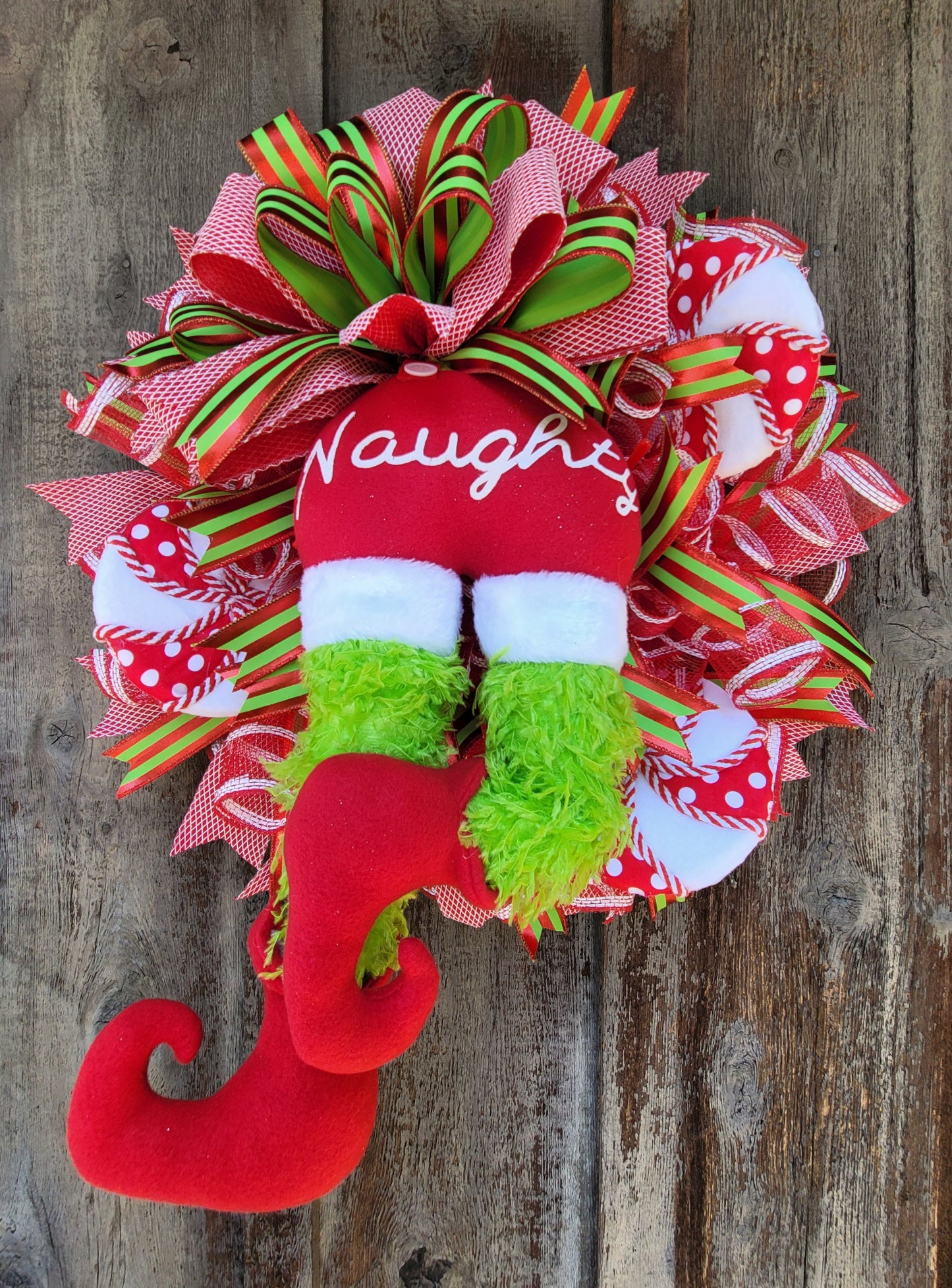 Naughty Christmas Elf Wreath – Whimsical Christmas Butt Wreath – Funny Holiday Door Decor