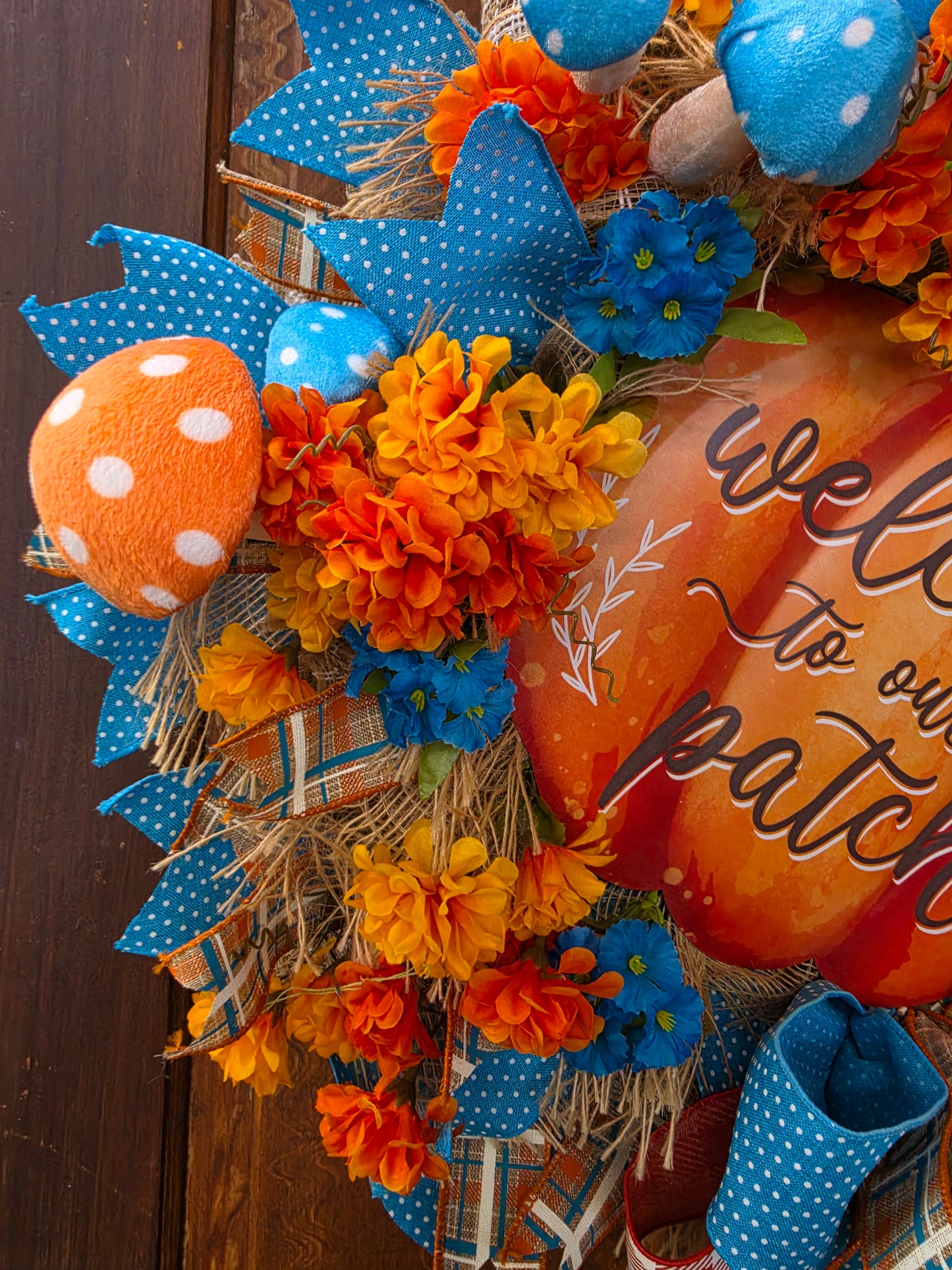 Welcome to Our Patch Wreath – Fall Pumpkin Front Door Wreath – Autumn Decor