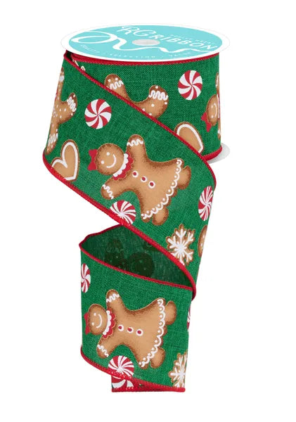 RGF140606   2.5" x 10yd Gingerbread   Emerald/Red/Brown