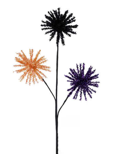 XP388033  23.5"L Glitter Starburst Spray Black/Orange/Purple