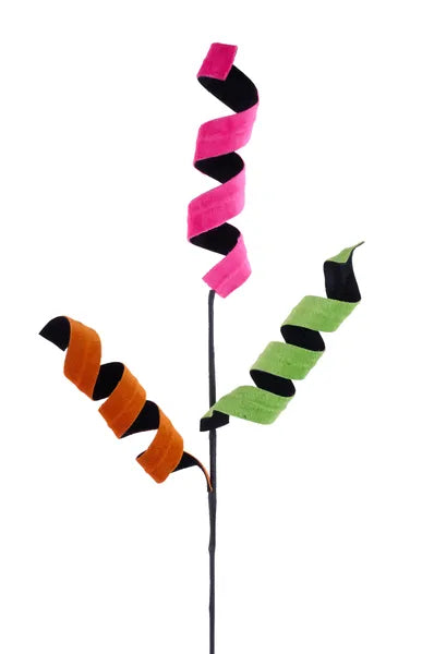 HH138096  27" Velvet Curl Spray Pink/Orange/Lime/Black