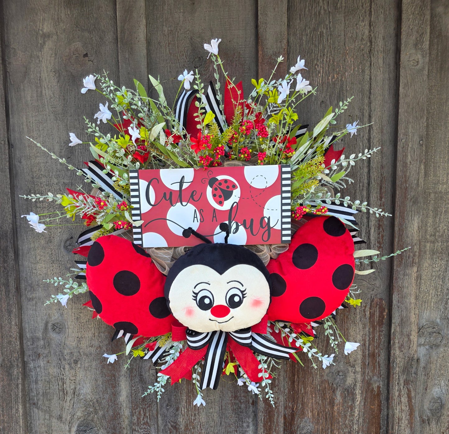 Cute as a Bug Ladybug Wreath – Spring Ladybug Front Door Wreath
