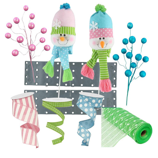 Pink & Blue Snowman Decorating Kit