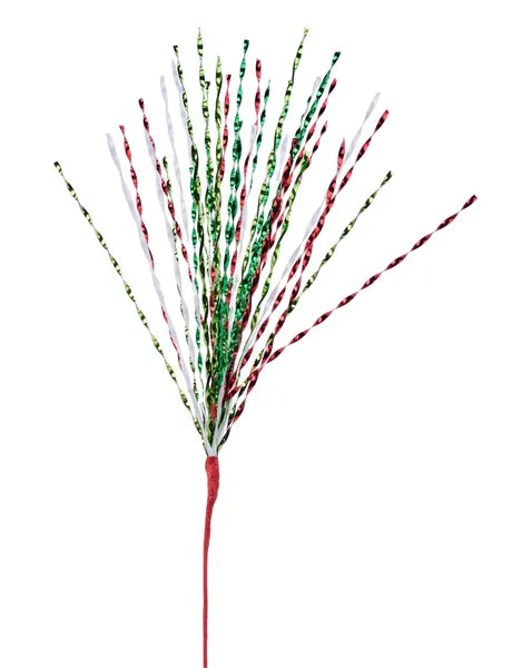 XS148991   29" Metallic Pet Twist Grass Spray x 40  Red/Lime/Emerald/White