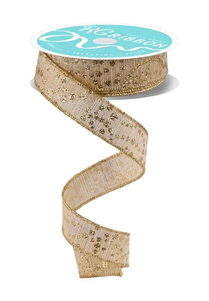 RGF772608   7/8" x 10yd Mini Glitter Dots/Metallic    Gold