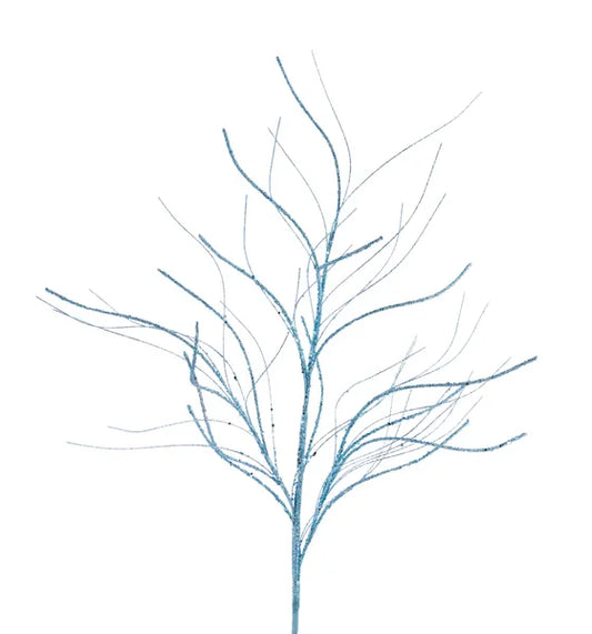 XS238295  35"L Glitter Wispy Twig Spray Smoke Blue