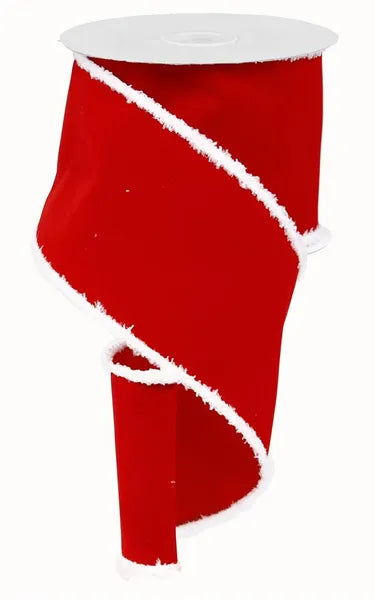 RG0189424   4" x 10yd Velvet W/Drift  Red/White