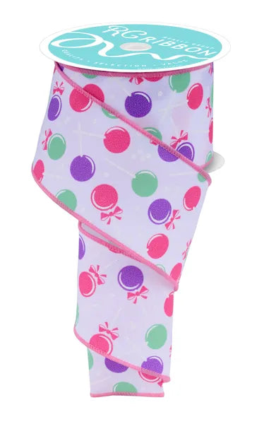 RGH1007AN    2.5" x 10yd Lollipops    White/Mint/Pink/Lavender