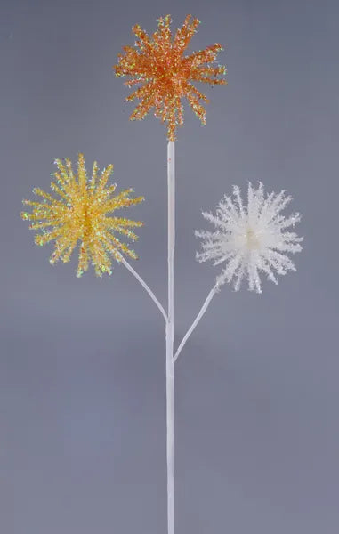 XP388241    23.5"L Irid Glitter Starburst Spray   Orange/Yellow/White