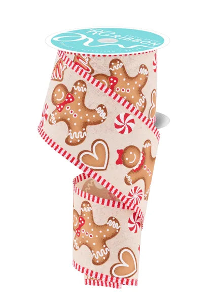 RGC8239C2    2.5" x 10yd Gingerbread/Stripe    Cream/Red/Brown