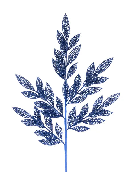 XS238119   29.5"L Glitter Filagree Leaf Spray     Navy Blue