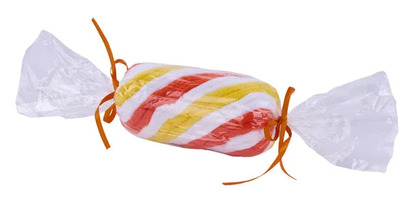 XC116954    11.375"L x 2.375"Dia Peppermint Stick   Orange/White/Yellow
