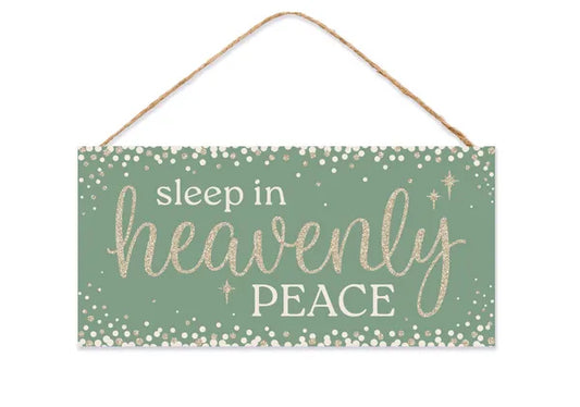 AP788090   12.5"L x 6.5"H Glttr Sleep in Peace Sign   Sage/Champagne/Ivory