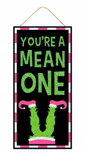 AP788922  12.5"H x 6"L You're A Mean One Glitter   Black/Lime/Pink/White