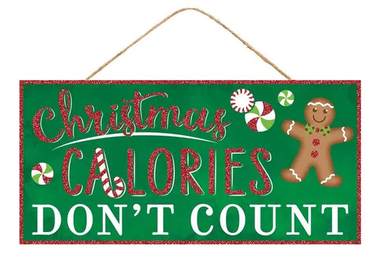 AP889706   12.5"L x 6"H Christmas Calories Sign   Emerald/Red/White
