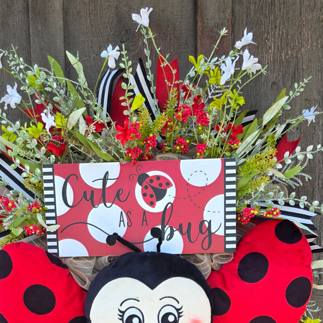 Cute as a Bug Ladybug Wreath – Spring Ladybug Front Door Wreath