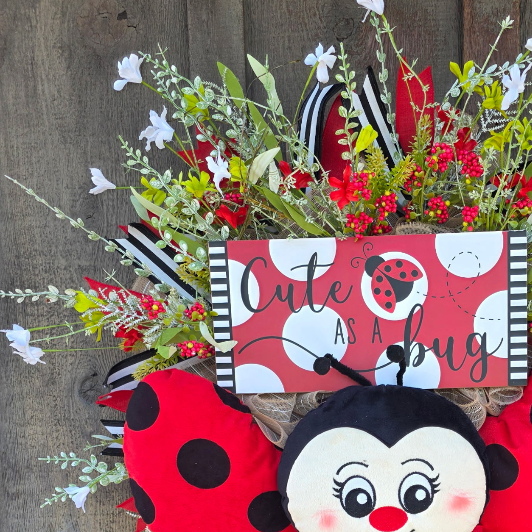 Cute as a Bug Ladybug Wreath – Spring Ladybug Front Door Wreath