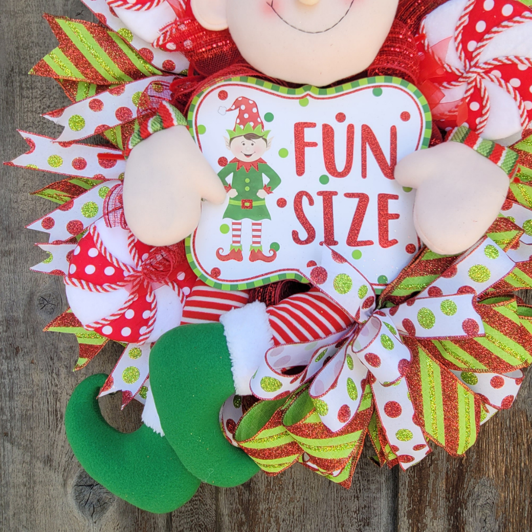 Fun Size Christmas Elf Wreath – Whimsical Candy Christmas Front Door Wreath