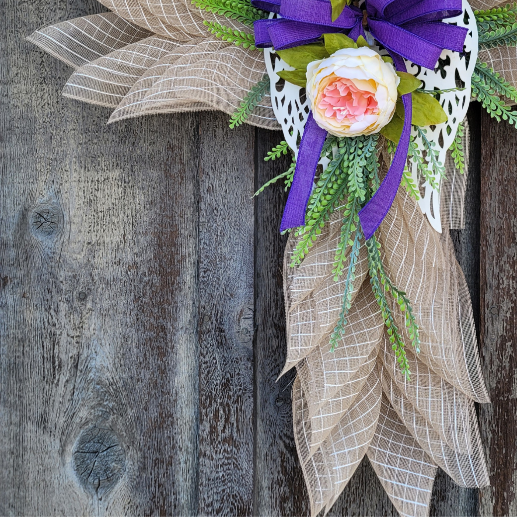 Floral Cross Door Hanger – Spring Easter Cross Door Decor – Rustic Farmhouse Cross