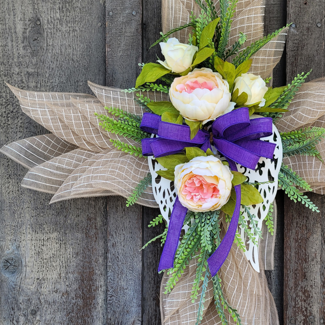 Floral Cross Door Hanger – Spring Easter Cross Door Decor – Rustic Farmhouse Cross