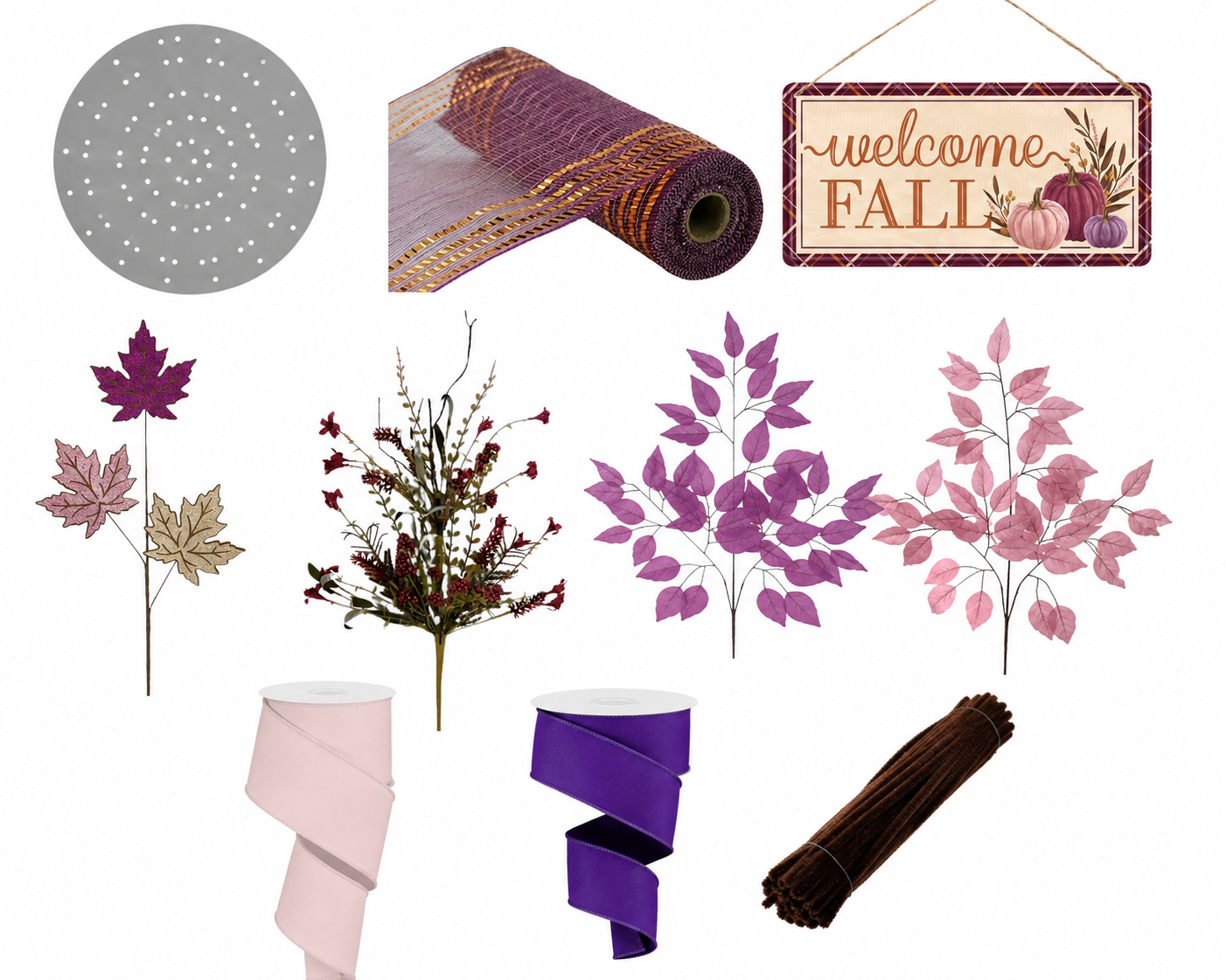 Welcome Fall Plum & Blush Pumpkin Wreath Kit