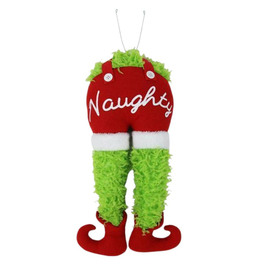 DIY Whimsical Christmas Character Wreath Kit with Naughty Elf Legs, Peppermint Picks & Ribbon