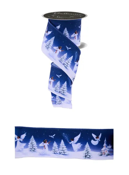 LS108602    2.5" x 10yd Angel Winter Scene   White/Blue/Grn/Brown