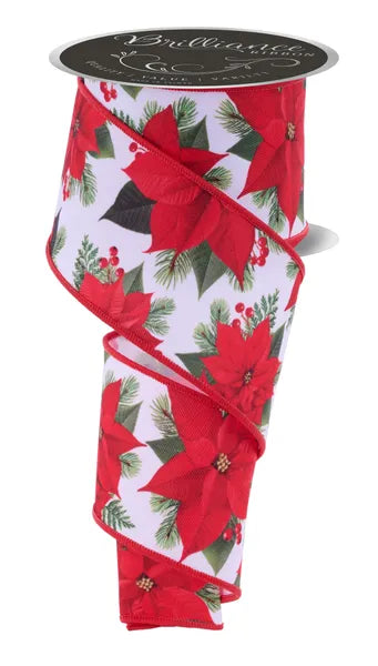 LS109567    2.5" x 10yd Poinsettia    White/Red/Green