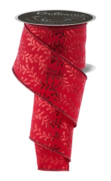 LS302024    2.5" x 10yd Foil Leaf Garland     Red