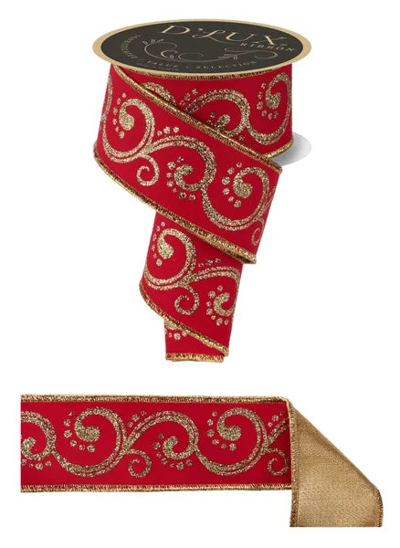 LX325136    2.5" x 10yd Swirls/Fused    Red/Gold