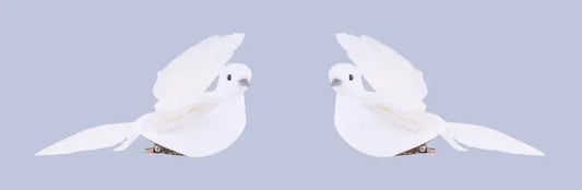 ME7211   4"L Feather Dove W/Clip  Box of 12   White