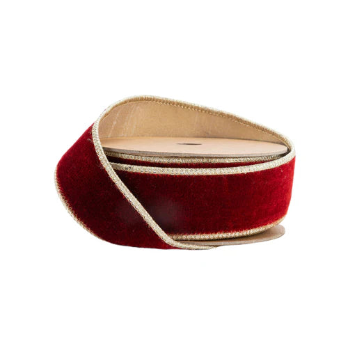 7416W26025E    1.5"X10Y   Premium Velvet   Red/Gold Metallic Backing