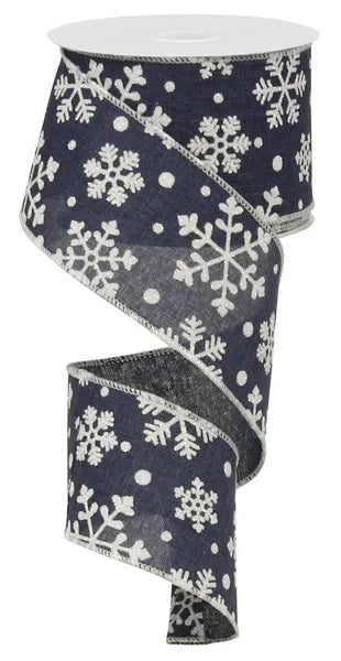RG0154919   2.5" x 10yd Falling Snow/Royal   Navy Blue/White