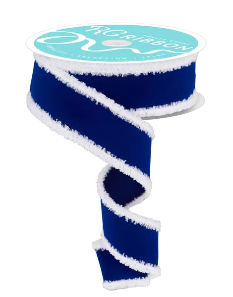 RG01892C9     1.5" x 10yd Velvet W/Drift   Royal Blue/White