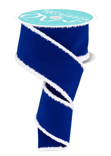 RG01893C9    2.5" x 10yd Velvet W/Drift   Royal Blue/White