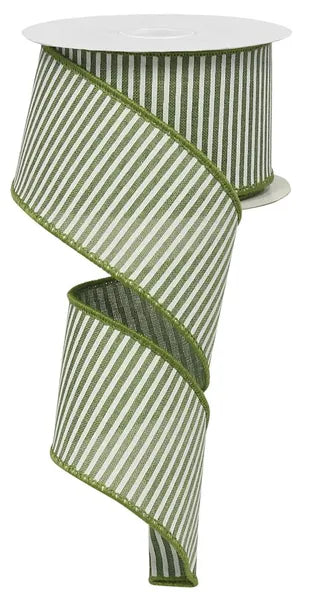RG1781W9  2.5" x 10yd Horizontal Stripes/Royal Clover Green/White