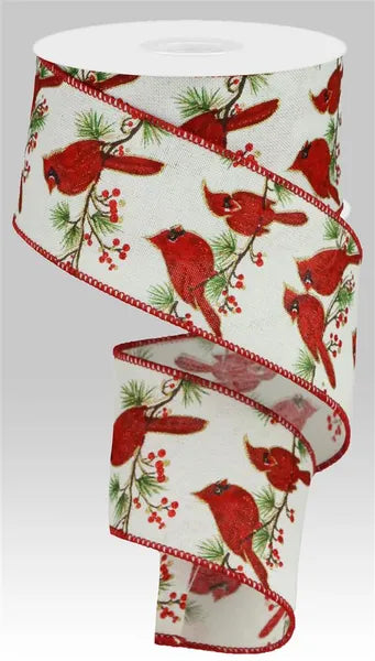 RGC108727    2.5" x 10yd Cardinal W/Branch On Royal   White/Red/Grn/Brown/Gold