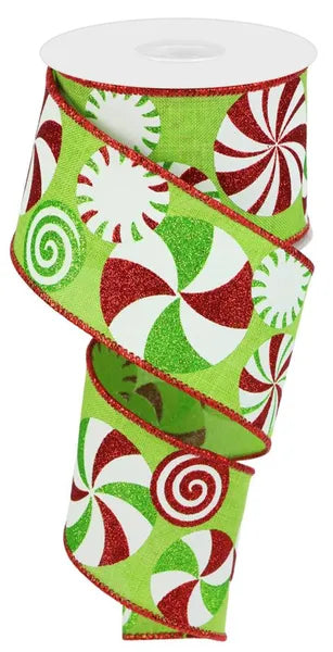 RGC123033   2.5" x 10yd Bold Peppermints/Royal   Lime/White/Red