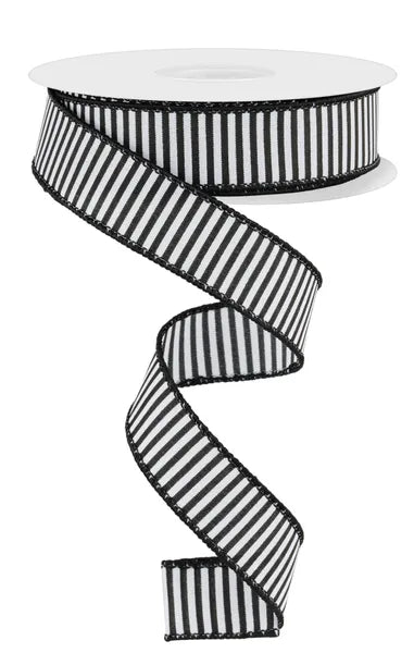 RGC719327  7/8" x 10yd Horizontal Thin Stripes On Pg White/Black
