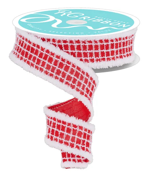 RGC8045F3   1.5" x 10yd Mesh Net Over Faux Royal/Drift   Red/White