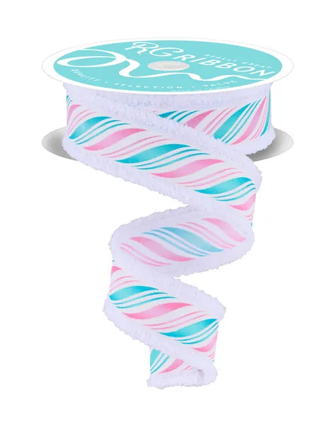RGC8289WT    1.5" x 10yd Peppermint Twist/Drift    White/Pink/Mint