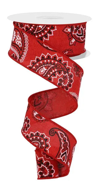 RGE170924    1.5" x 10yd Bandana/Royal    Red/Black/White
